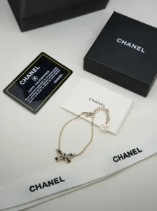 Chanel Crystal Bow Bracelets Black