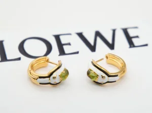 Loewe Crystal Snake Earrings Jade Gold
