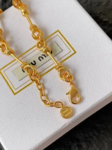 Miu Miu Gold Metal Necklaces