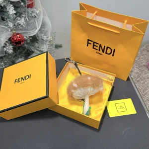 Charms Fendi Mushroom Fur Bag Charm Beige