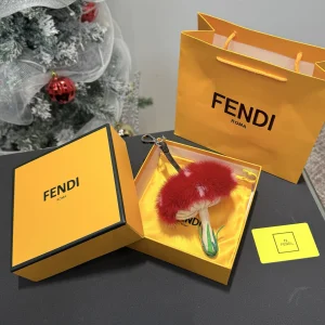 Charms Fendi Mushroom Fur Bag Charm Red