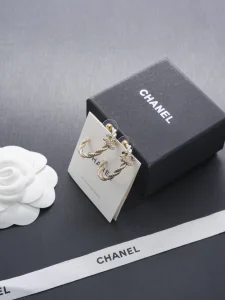 Chanel Crystal CC Hoop Earrings