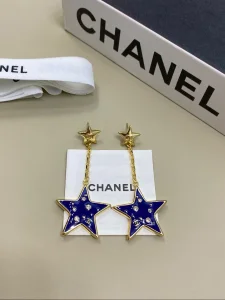 (image for) Chanel Blue Star Gold Drop Earrings