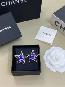 (image for) Chanel Blue Star Gold Earrings