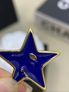 (image for) Chanel Blue Star Gold Earrings