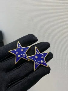 (image for) Chanel Blue Star Gold Earrings