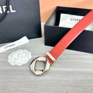(image for) Chanel Red Calfskin Leather Belt 30MM