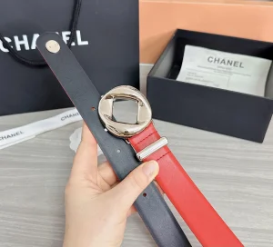 (image for) Chanel Red Calfskin Leather Belt 30MM