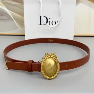 Dior Medaillon Brown Leather Belt 25MM