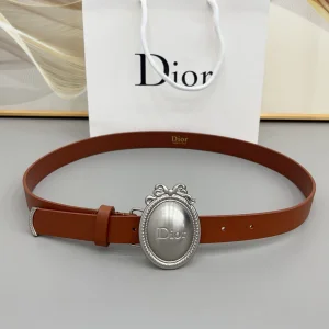 Dior Medaillon Brown Leather Belt 25MM