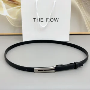 The Row Kuk Black Leather Thin Belt 15MM