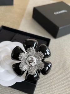 Chanel CC Crystals Black Flower Rings