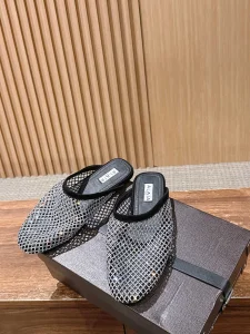(image for) Alaia Fishnet Flat Mules Black