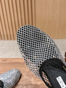 (image for) Alaia Fishnet Flat Mules Black