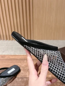 (image for) Alaia Fishnet Flat Mules Black