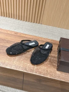 Alaia Fishnet Flat Mules Black