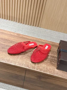 Alaia Fishnet Flat Mules Red