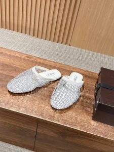 Alaia Fishnet Flat Mules White
