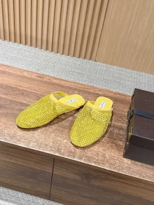Alaia Fishnet Flat Mules Yellow