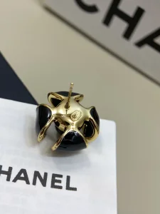 (image for) Chanel CC Black Flower Earrings