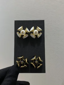 (image for) Chanel CC Black Flower Earrings