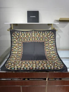Chanel Gripoix Silk Scarf Black