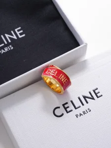 (image for) Celine Ribbon Gold Metal Rings Red