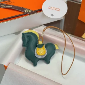 Charms Hermes Rodeo Leather Bag Charm Green