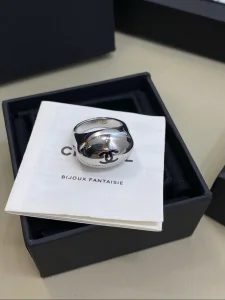 Chanel CC Logo White Gold Metal Rings