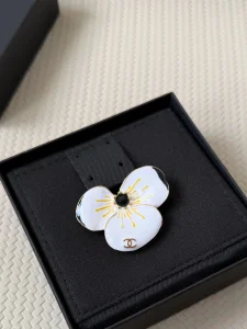 Chanel White Flower Brooch