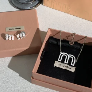 (image for) Miu Miu Logo White Metal Necklaces