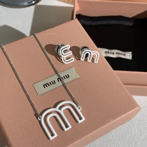 (image for) Miu Miu Logo White Metal Necklaces