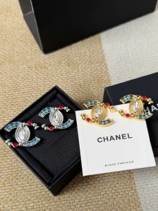 Chanel CC Logo Stud Earrings