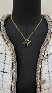 Chanel CC Black Star Pendant Necklaces