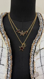 (image for) Chanel CC Red Star Choker Necklaces