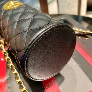 Luxury Womens Accessories Chanel Lambskin Quilted Water Bottle Black A62PP280 AA148359