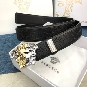 Versace Medusa Buckle Leather Belt Black 38MM 