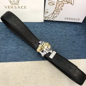 Luxury Mens Belts Versace Medusa Buckle Leather Belt in Black 38MM A191PP280 AA148977