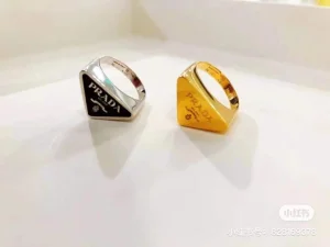 Luxury Womens Jewelry Prada Symbole Triangle Logo Rings Gold A152PP130 AA149814