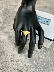 Luxury Womens Jewelry Prada Symbole Triangle Logo Rings Gold A152PP130 AA149814