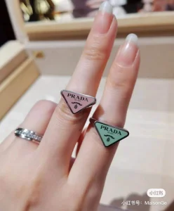 Luxury Womens Jewelry Prada Symbole Triangle Logo Rings Green A152PP130 AA149815