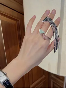 Luxury Womens Jewelry Prada Symbole Triangle Logo Rings Green A152PP130 AA149815