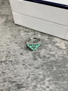 Luxury Womens Jewelry Prada Symbole Triangle Logo Rings Green A152PP130 AA149815