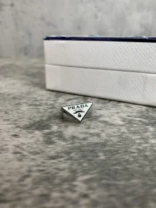 Luxury Womens Jewelry Prada Symbole Triangle Logo Rings White A152PP130 AA149812