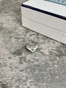 Luxury Womens Jewelry Prada Symbole Triangle Logo Rings White A152PP130 AA149812