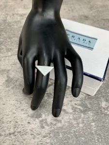 Luxury Womens Jewelry Prada Symbole Triangle Logo Rings White A152PP130 AA149812