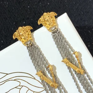 Luxury Womens Jewelry Versace Medusa Fringed Earrings A205PP190 AA150078