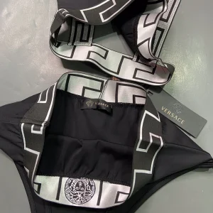 Luxury Womens Clothong Versace Black Logo Jacquard Lingerie Set SML A154PP680 AA150716