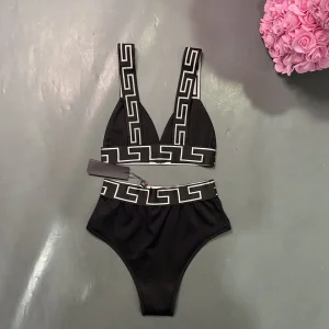 Luxury Womens Clothong Versace Black Logo Jacquard Lingerie Set SML A154PP680 AA150716