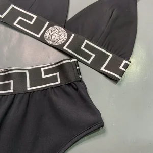 Luxury Womens Clothong Versace Black Logo Jacquard Lingerie Set SML A154PP680 AA150716